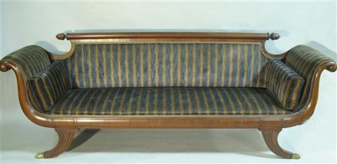 Appraisal: FEDERAL MAHOGANY SOFA First quarter th century probably Baltimore the