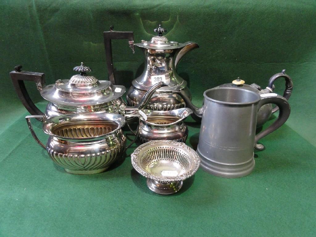 Appraisal: A collection of silver plated ware including four piece tea