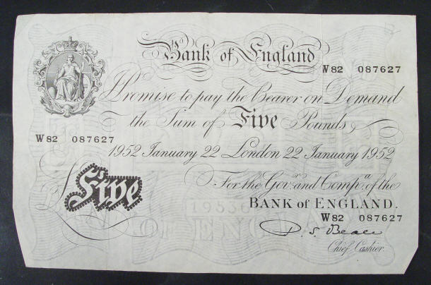 Appraisal: White Bank of England note Beale No W