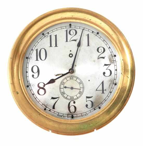 Appraisal: Seth Thomas brass ship's wall clock circa round case and