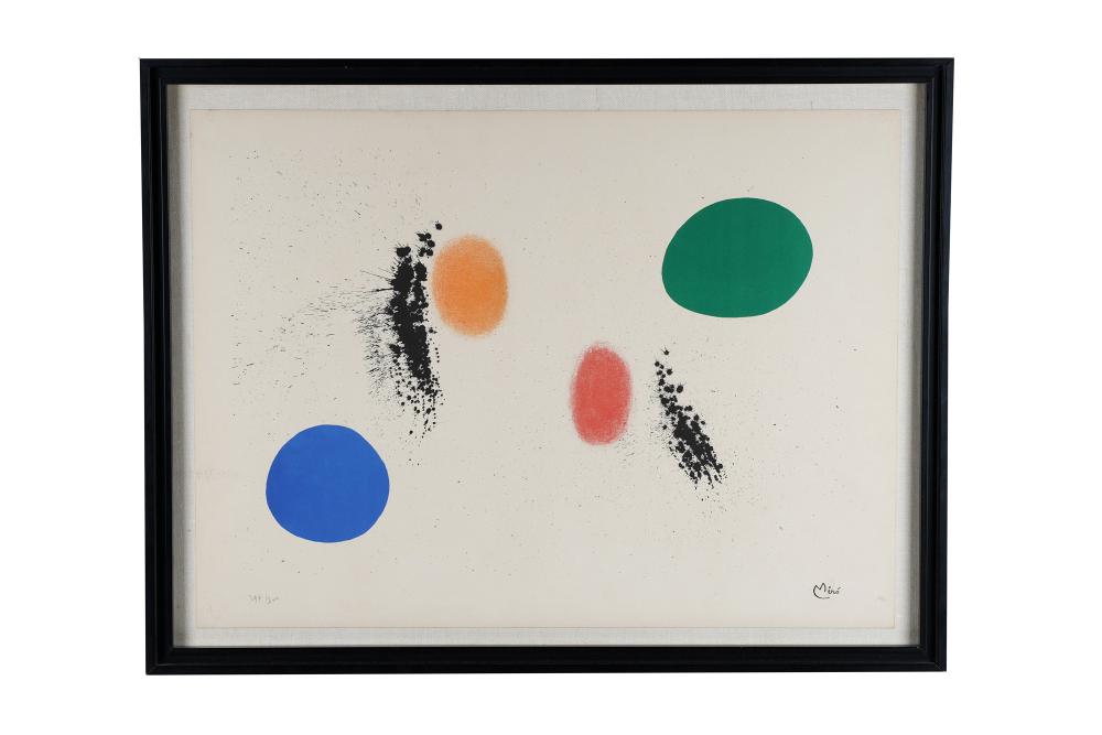 Appraisal: JOAN MIRO BLUE GREEN YELLOW RED DOTS lithogrpah in color