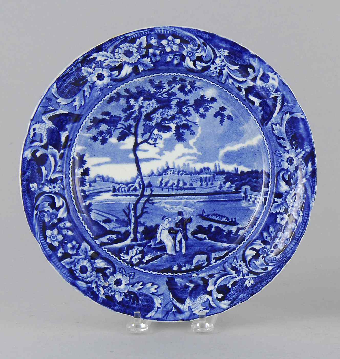 Appraisal: MEDIUM BLUE HISTORICAL STAFFORDSHIRE PLATESecond Quarter of the th CenturyFairmount