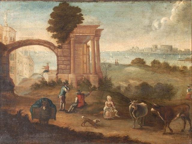 Appraisal: TH CENTURY ITALIAN SCHOOL - A naive view with figures