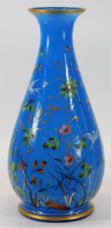 Appraisal: MONUMENTAL BOHEMIAN ART GLASS ENAMELED VASE Bohemia th CenturyLarge Moser