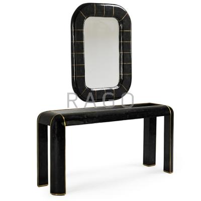 Appraisal: MAITLAND-SMITH Mirror and console table USA s Agate marble brass