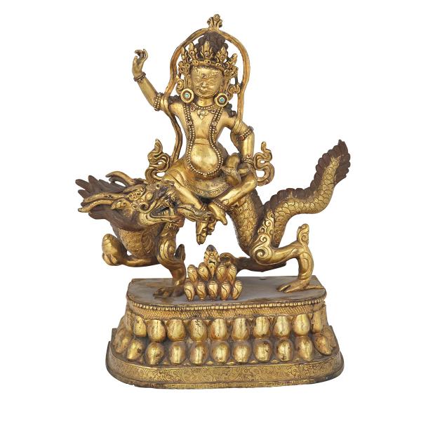 Appraisal: Unusual Gilt Bronze Figure of White Vaishravana Sino-Tibetan th th