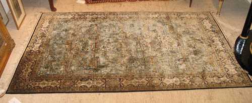 Appraisal: GHOM SILK RUG old Turquoise central field with trees and