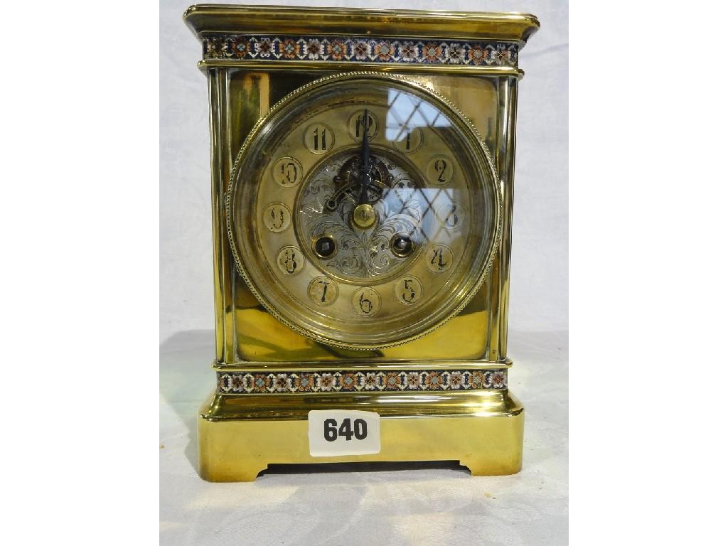 Appraisal: A mid th century brass mantle clock of carriage clock