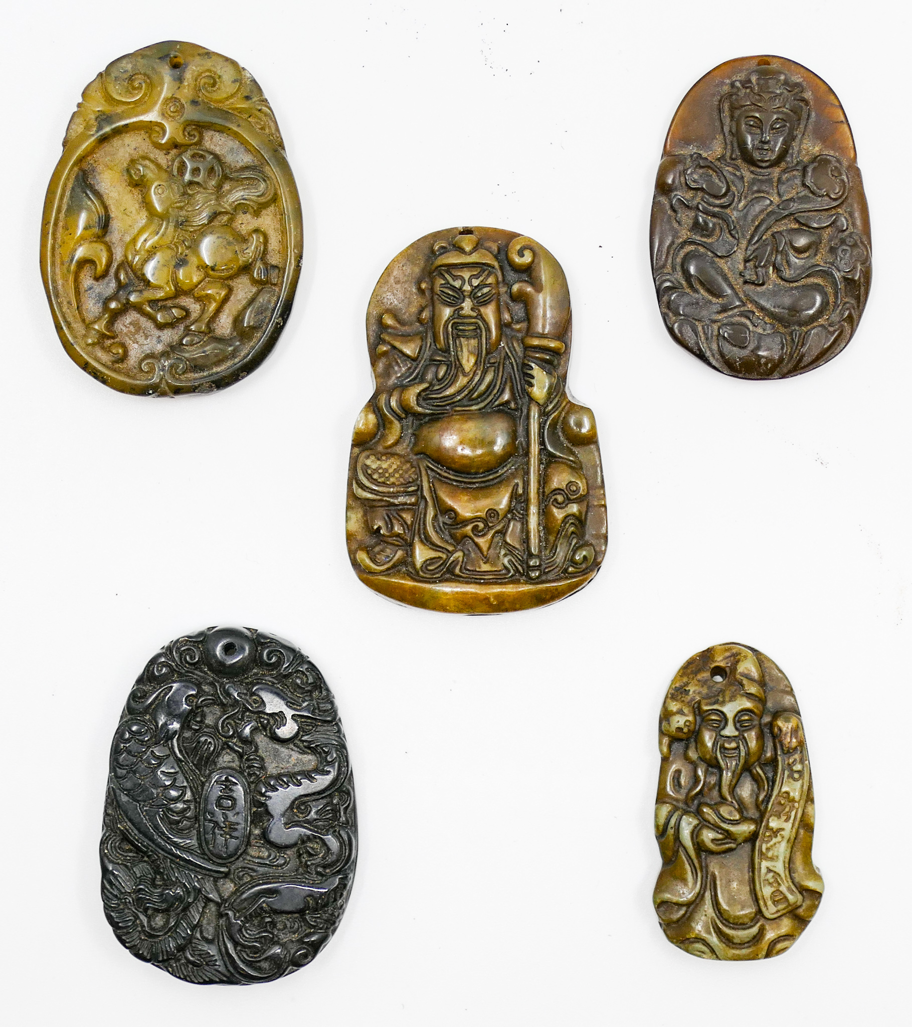 Appraisal: Box pc Chinese Carved Stone Pendants '' to ''