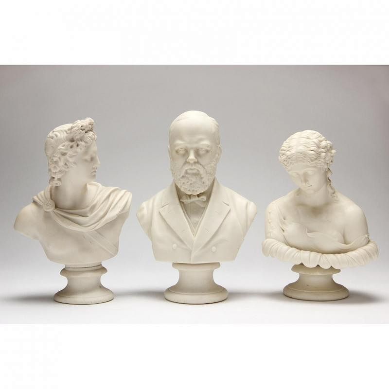 Appraisal: Three Parian Busts figures of Apollo Belvedere Clytie and President