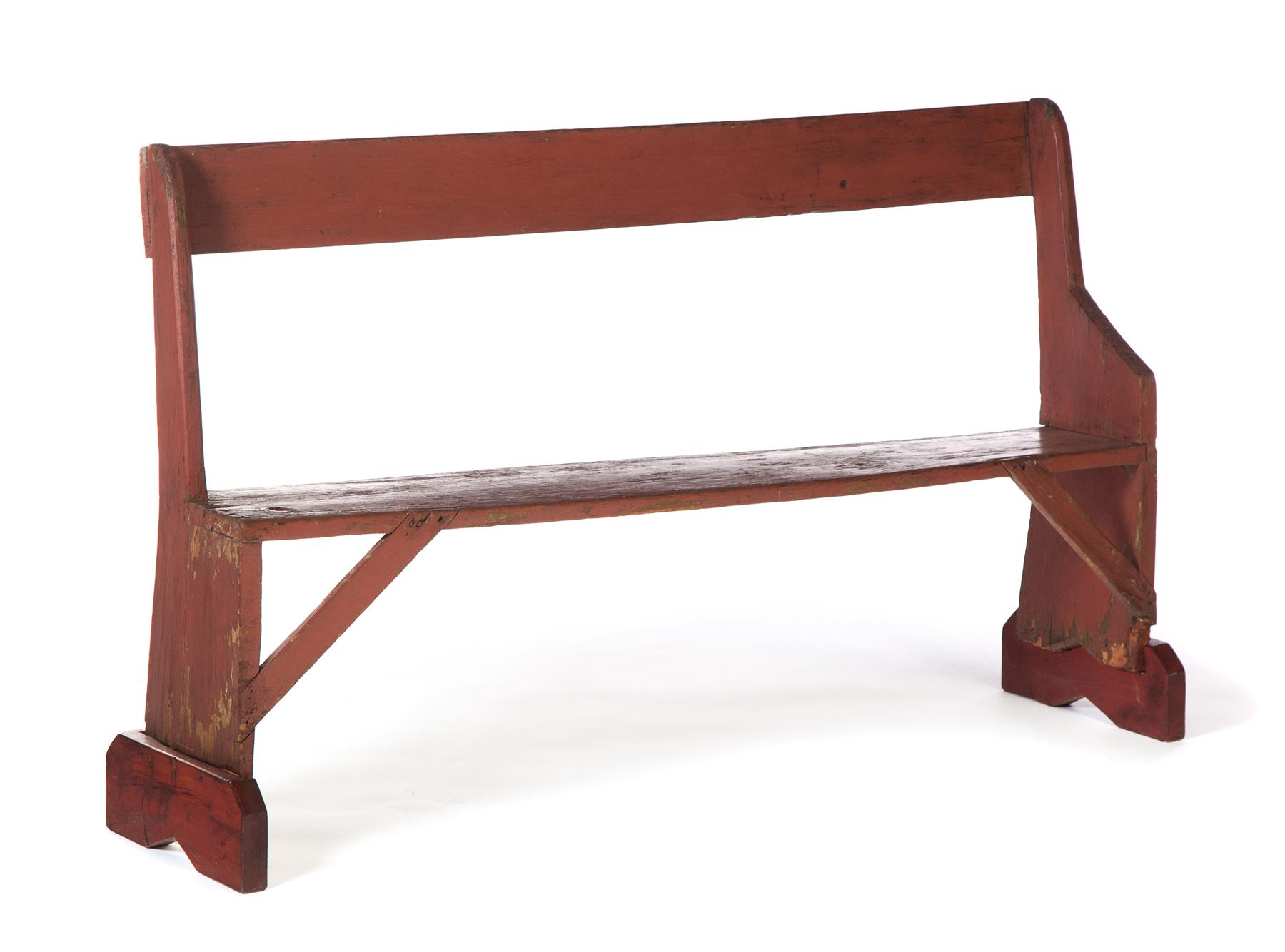 Appraisal: COUNTRY PAINTED BENCH American late th-early th century pine Single