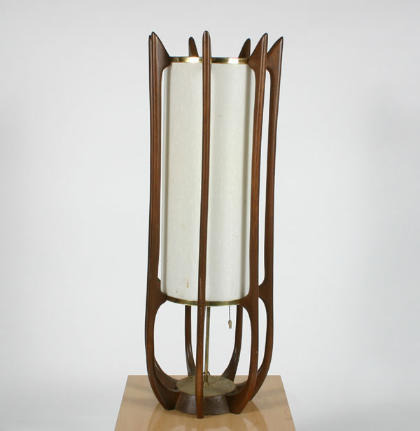 Appraisal: Danish Mid-Century modern floor table lamp wood frame metal cloth