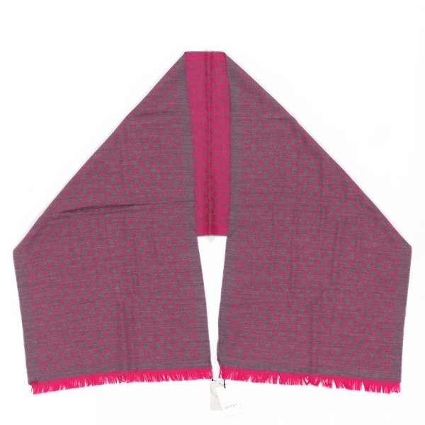 Appraisal: GUCCI SMALL GG PATTERNED WOOL SCARF x Magenta and grey