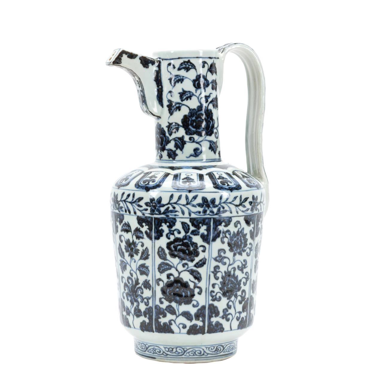 Appraisal: CHINESE MING STYLE BLUE WHITE EWER Chinese Ming style blue