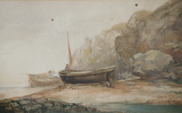 Appraisal: English School mid th c Preparing to Sail watercolor on