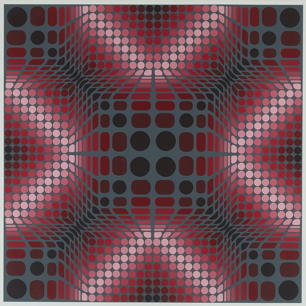 Appraisal: Victor Vasarely Op-Art Screenprint Victor Vasarely - Op-art serigraph on