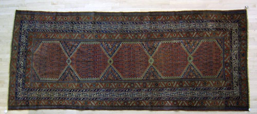 Appraisal: Hamadan long rug ca with boteh design on a red