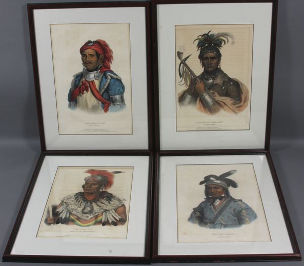 Appraisal: Group of four handcolored prints of American Indians published by