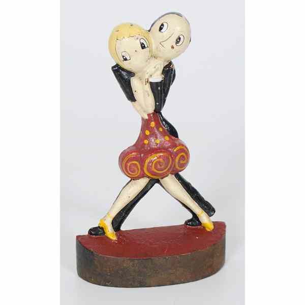 Appraisal: Charleston Dancers Cast Iron Doorstop American a painted cast iron