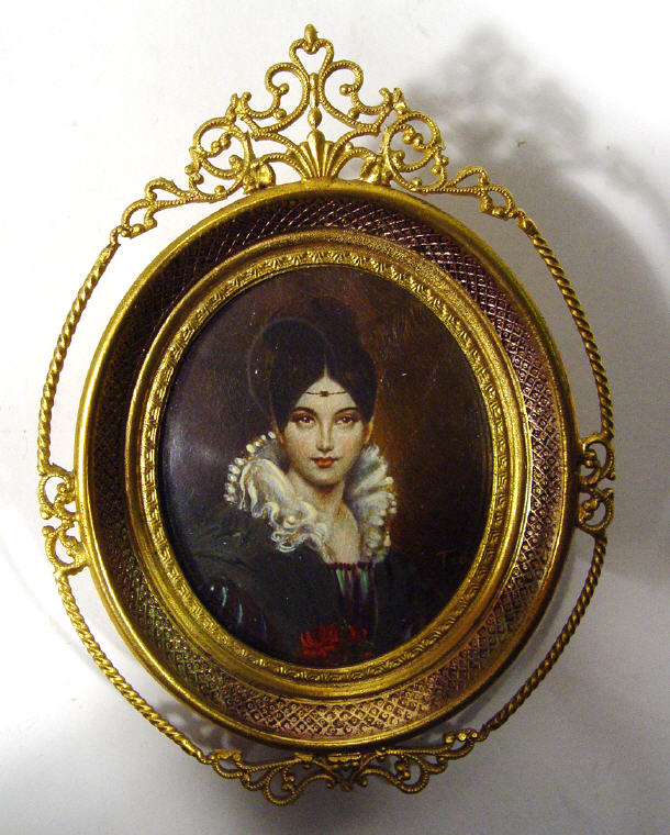 Appraisal: Continental oval portrait miniature of a young woman signed to