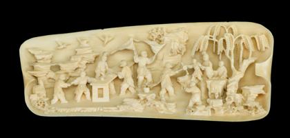 Appraisal: Chinese carved elephant ivory plaque th century