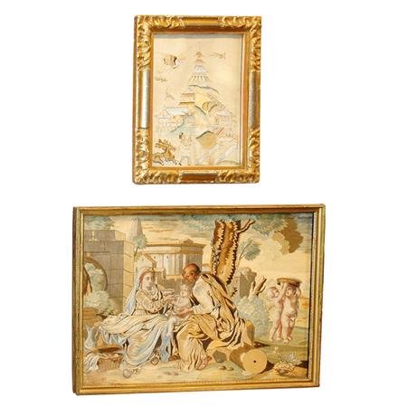 Appraisal: Two Silk Needleworks Pictures Estimate nbsp nbsp nbsp - nbsp