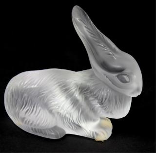 Appraisal: LALIQUE FRENCH GLASS RABBIT PAPERWEIGHT Lalique French glass rabbit paper