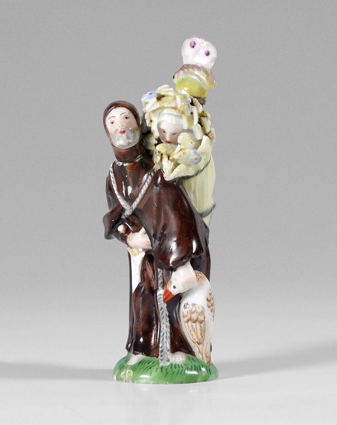 Appraisal: MEISSEN PORCELAIN PROVENDER FOR THE MONASTERY FIGURAL SCENT BOTTLE Monk