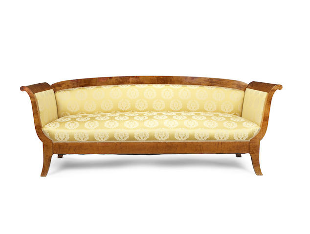 Appraisal: A late th early th century Biedermeier revival satinbirch sofa