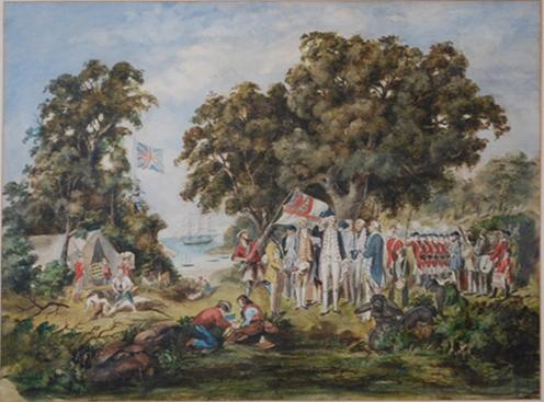 Appraisal: ARTIST UNKNOWN THE LANDING OF CAPTAIN COOK AT BOTANY BAY