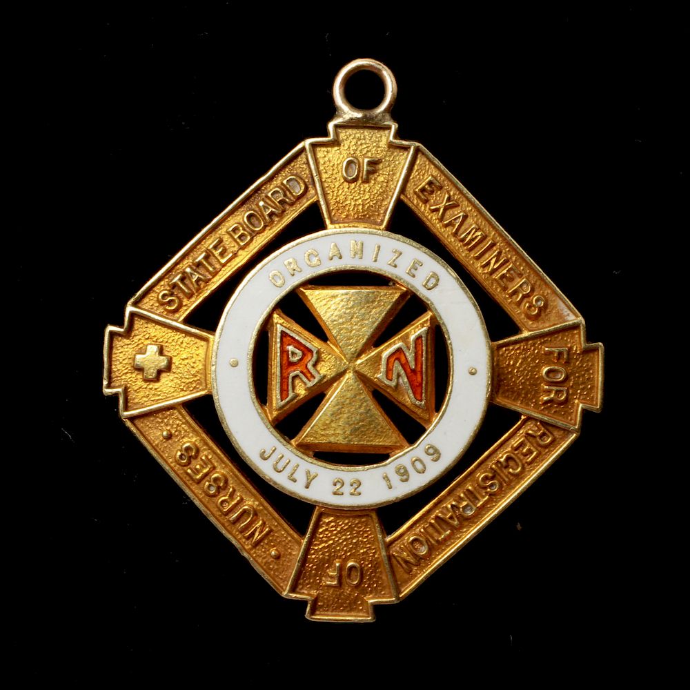 Appraisal: K Yellow Gold RN State Board Nurses Pendant K yellow