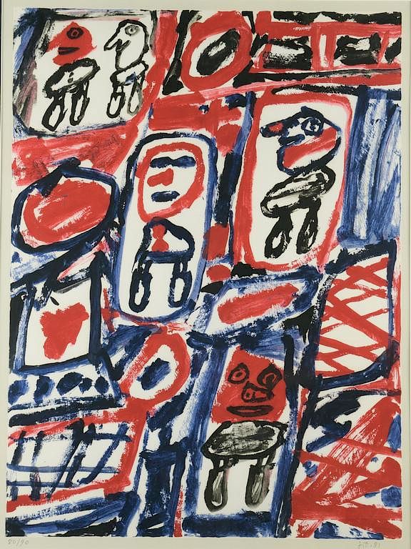 Appraisal: Dubuffet lithograph Site Avec Cinq Personnages Jean Dubuffet French -