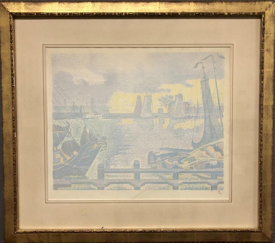 Appraisal: Signac Signed Color Lithograph Les Bateaux Paul Signac France Les