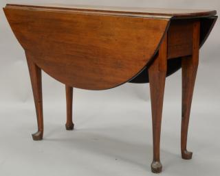 Appraisal: Queen Anne cherry table with oval drop leaves circa ht