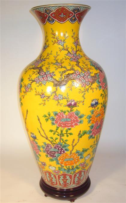 Appraisal: Tall Japanese kutani enameled porcelain vaseTall baluster form peony and