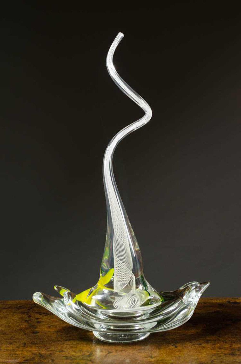 Appraisal: IAN GILULA United States born art glass sculpture Tango clear