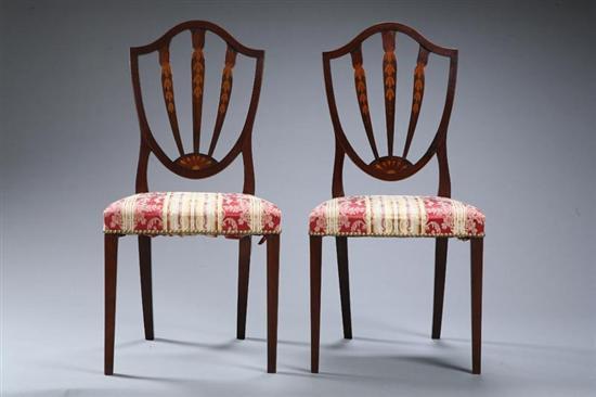 Appraisal: PAIR OF HEPPLEWHITE-STYLE SIDE CHAIRS American early-mid th century mahogany