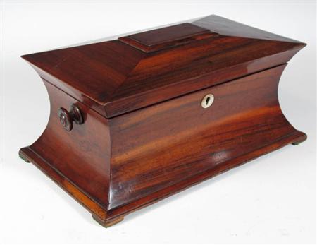 Appraisal: A Regency style mahogany tea caddy of rectangular form the