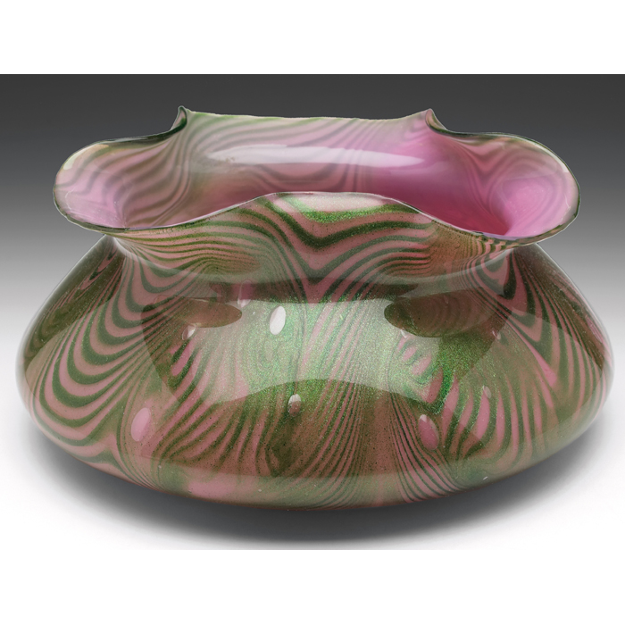 Appraisal: Joseph Rindskopf vase c large form in pink glass with