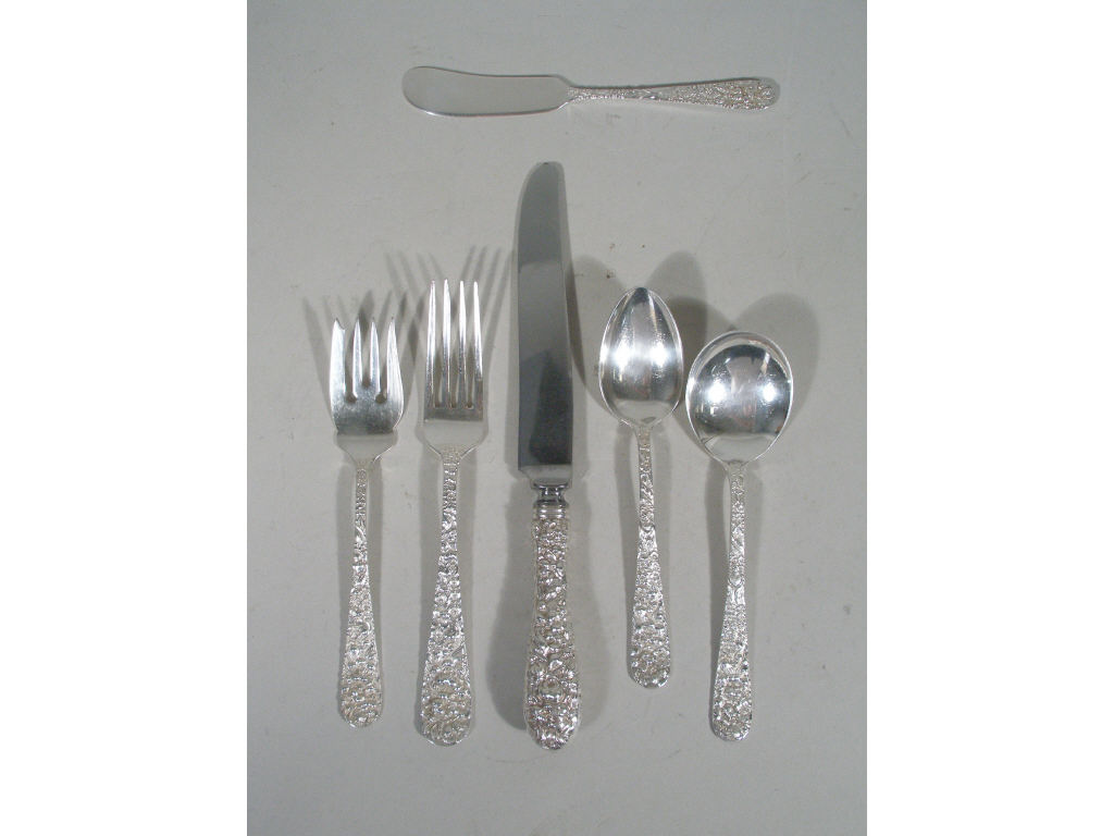 Appraisal: Sterling Flatware Service Stieff Rose pieces including knives l forks