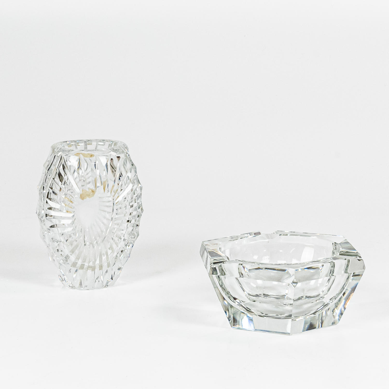 Appraisal: Two Val Saint Lambert Colorless Glass Pieces a sunburst vase