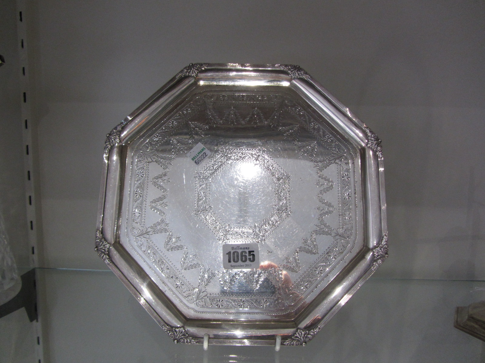 Appraisal: A late Victorian silver octagonal salver with engraved decoration within