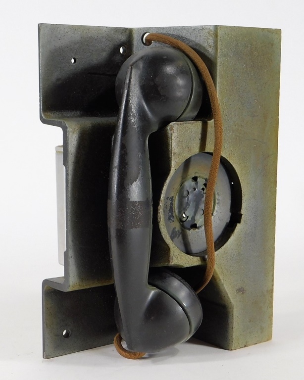 Appraisal: INDUSTRIALIST GREEN METAL ELEVATOR TELEPHONE United States th CenturyIndustrialist side