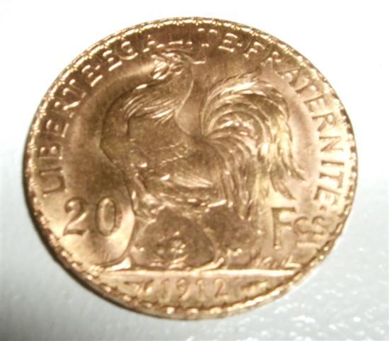 Appraisal: Gold French franc coin