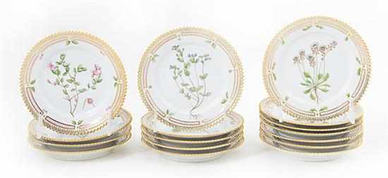 Appraisal: Royal Copenhagen Flora Danica porcelain bread butter plates gilt borders