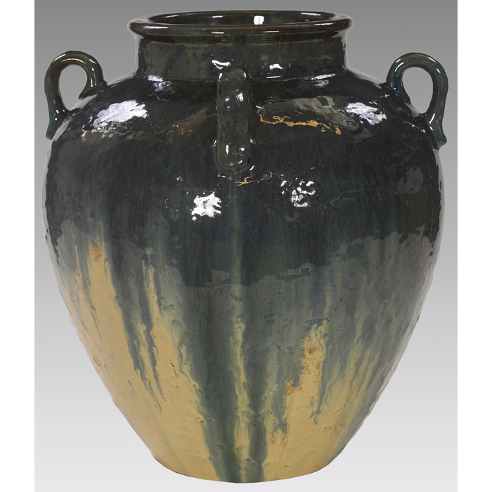 Appraisal: Exceptional Fulper vase large four-handled form with drip glaze signed