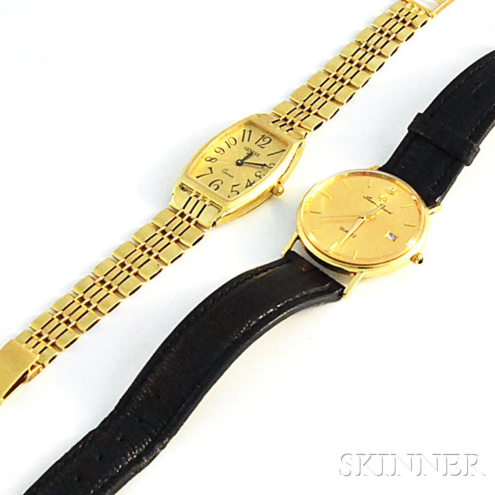 Appraisal: Two kt Gold Watches one Lucien Piccard leather strap the