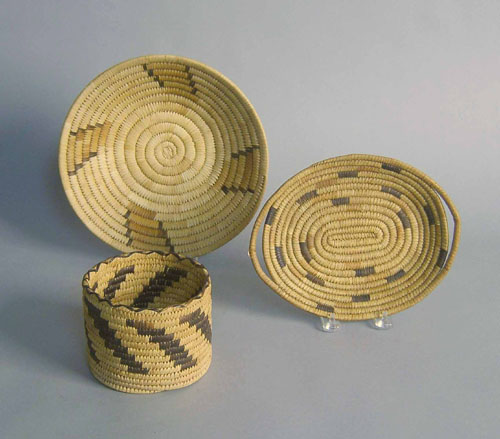 Appraisal: Three Southwest coiled yucca baskets x x and x