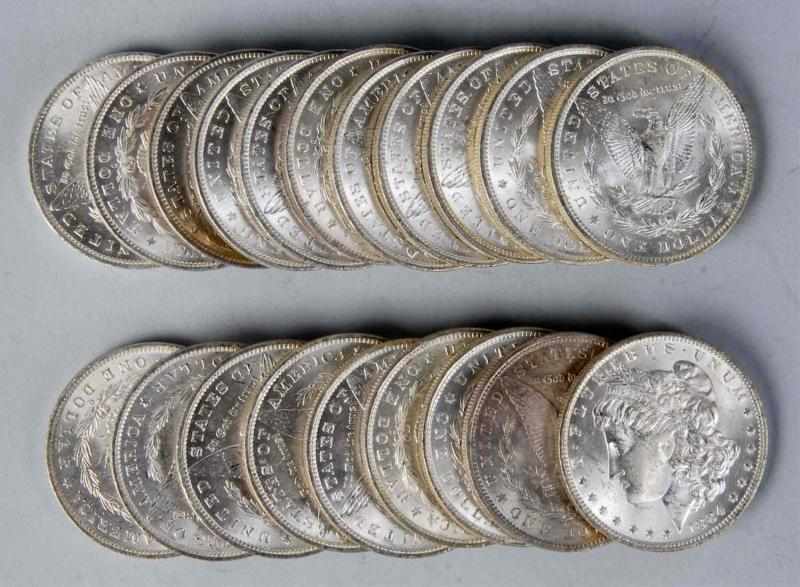 Appraisal: BU Roll of -O Morgan Silver Dollars Description coins