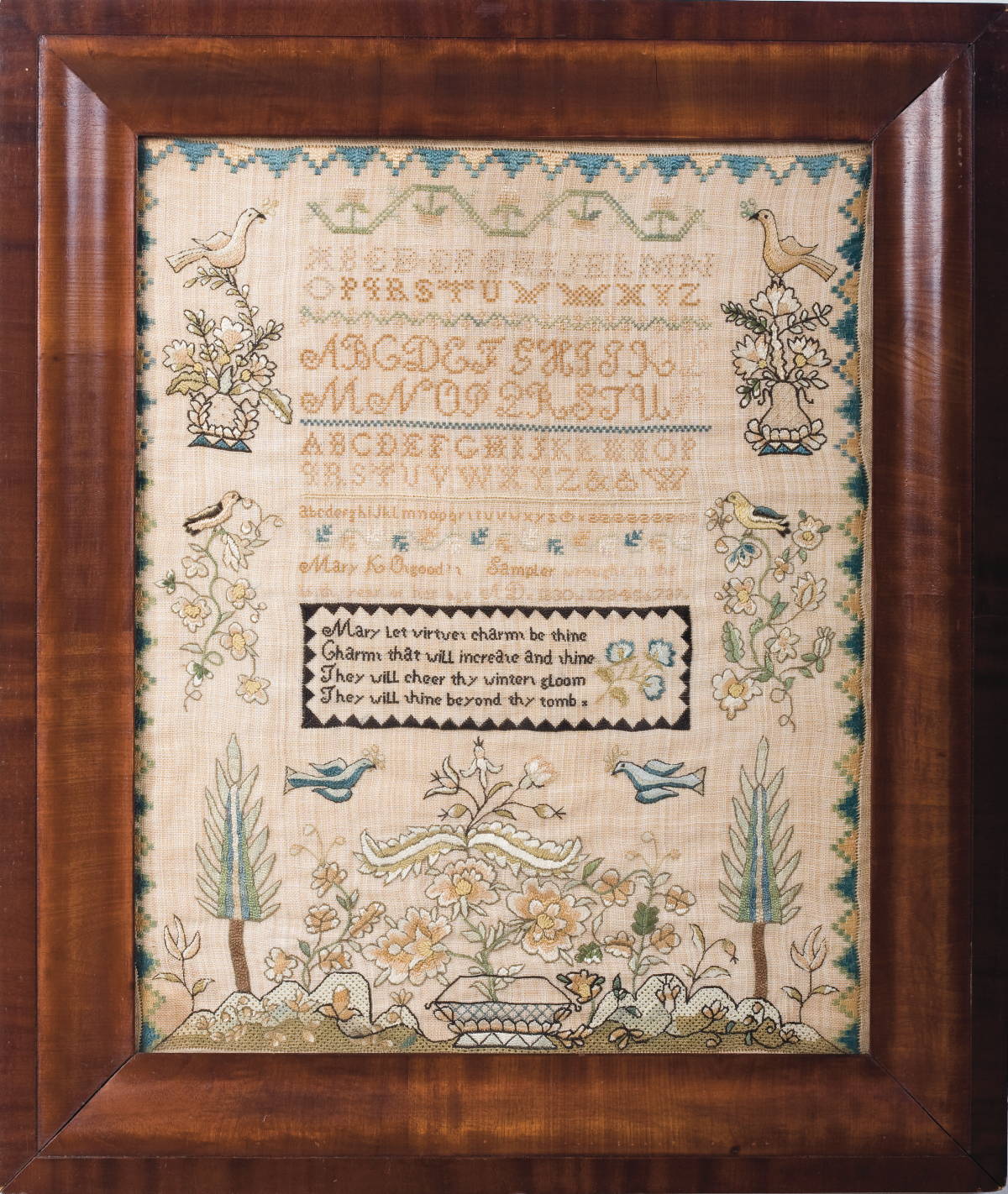 Appraisal: NEW HAMPSHIRE NEEDLEWORK SAMPLER OF MARY OSGOOD PROBABLY NORTHFIELD Silk